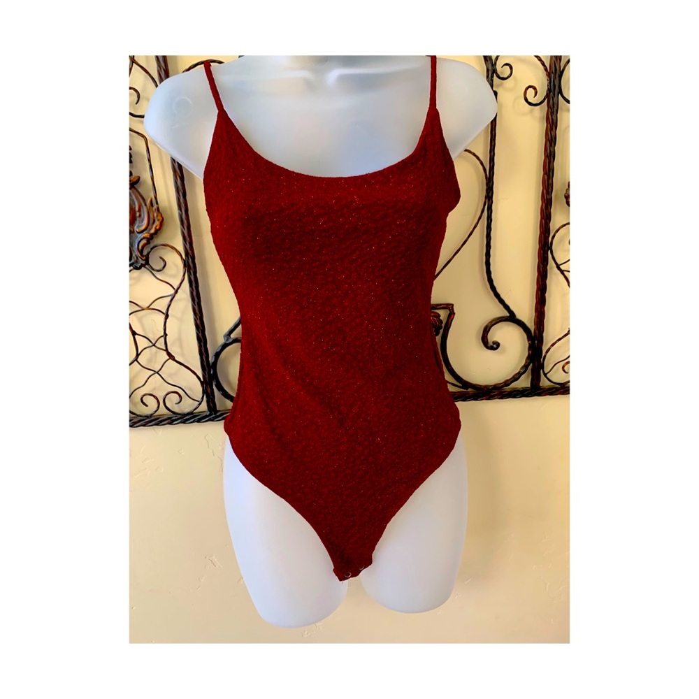 Bodysuit by Windsor. Dark red sparkle fabric. Fits as a Medium.